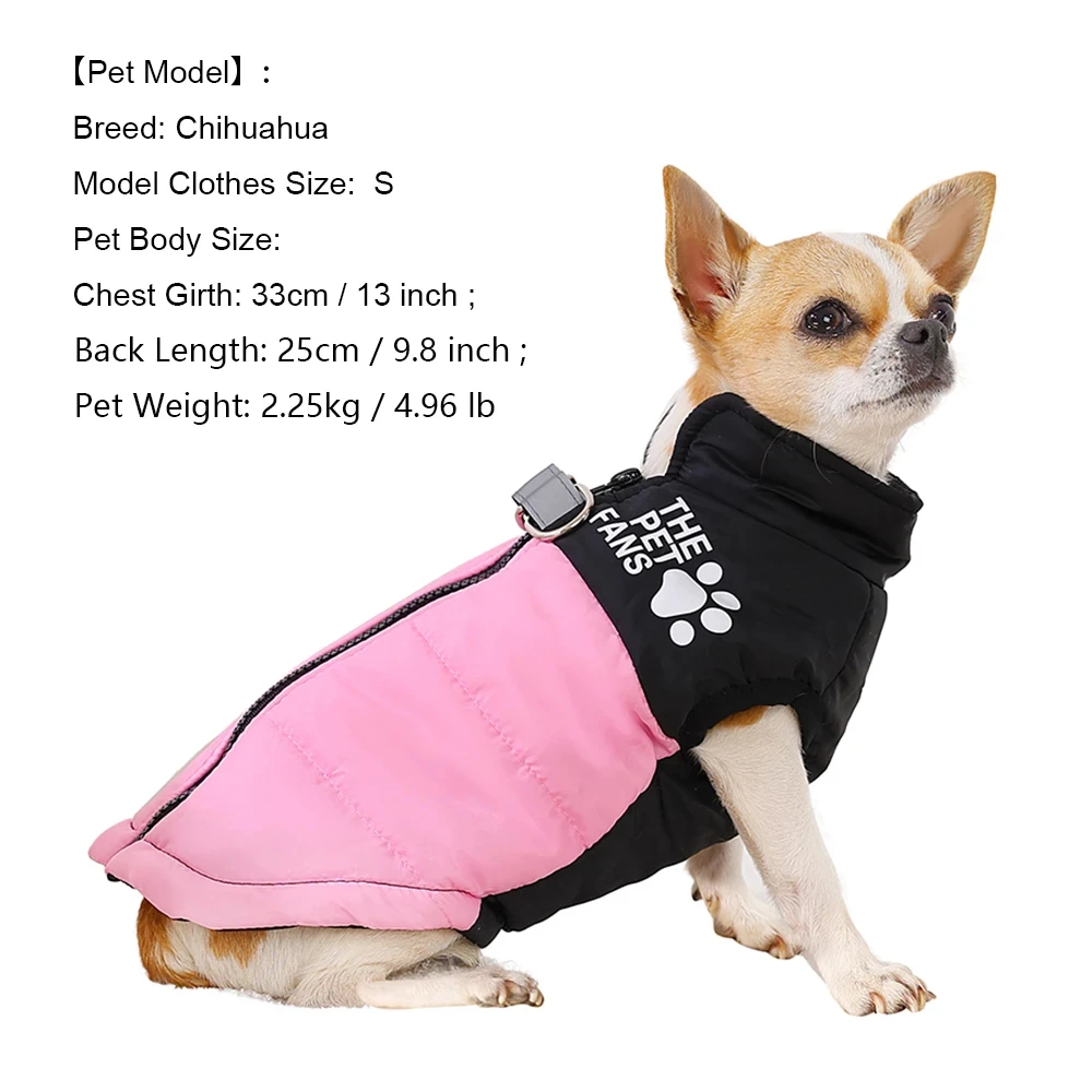 Warmer Winter-Hundemantel, winddicht, weich gepolsterte Haustierweste mit reflektierendem D-Ring für kleine und mittelgroße Hunde, Chihuahua, Französische Bulldogge – Detail 1