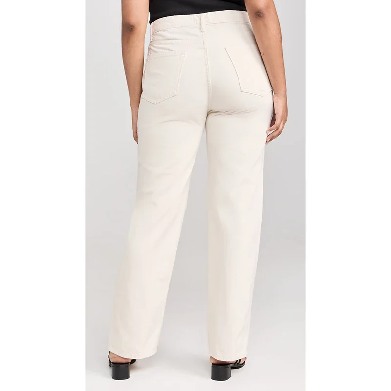 Trendy Mode Dame Komfortable Hohe Taille Jeans Mädchen Dünne Stretch Denim Hosen Weibliche Einfarbig Gerade Bein Günstige Hosen