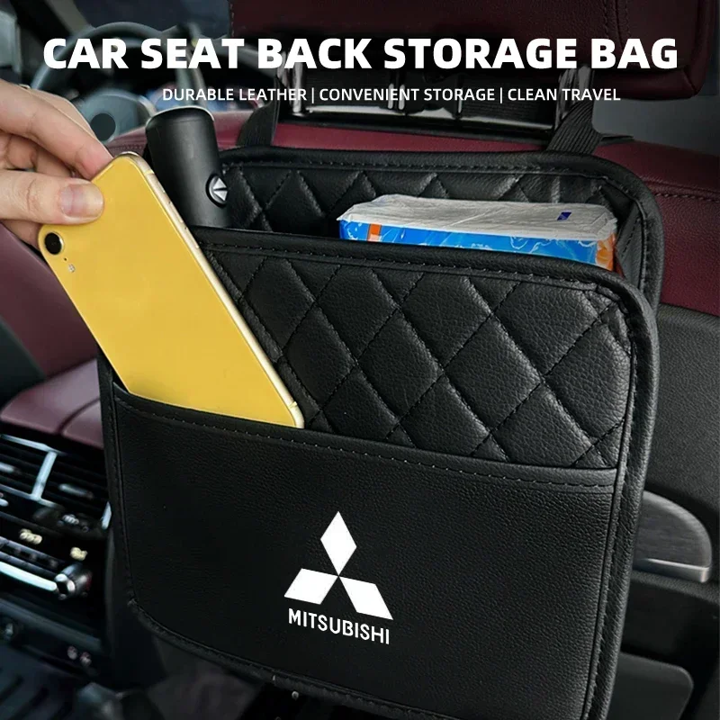 Car Storage Hanging Bag Back Seat Back Bag For Mitsubishi Ralliart Outlander Pajero Lancer ASX Carisma L200 Galant Accessories