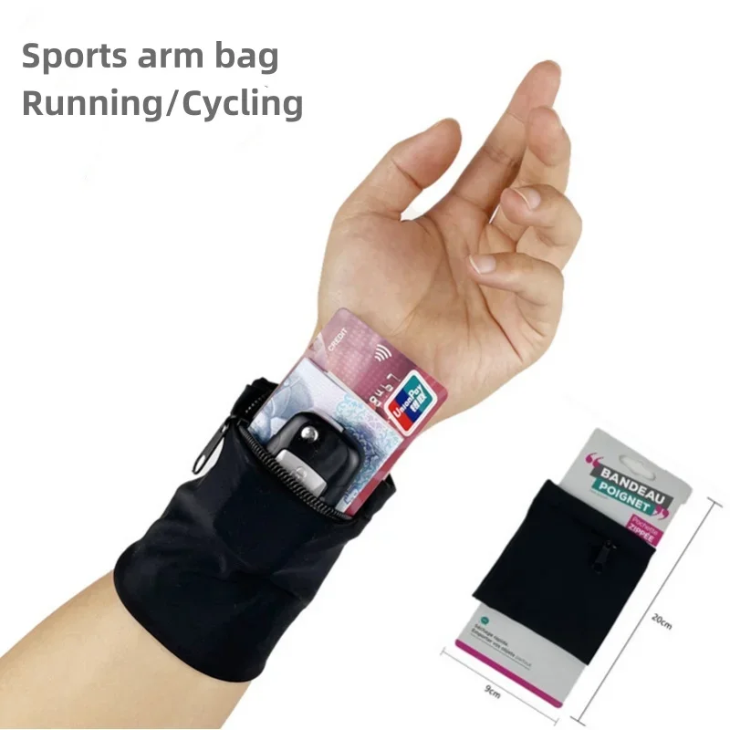 Lightweight Wrist Wallet Pouch Zipper Running Bags for Phone Key Card Sweatband Gym Fitness Sports Cycling Wristband Arm Bag