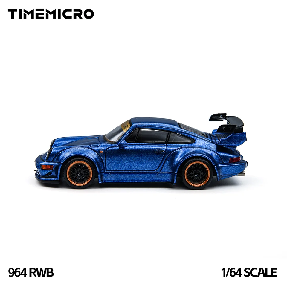 TimeMicro1:64 1:64 Twin Blue R34 RWB 964 Diecast Mini Car Set
