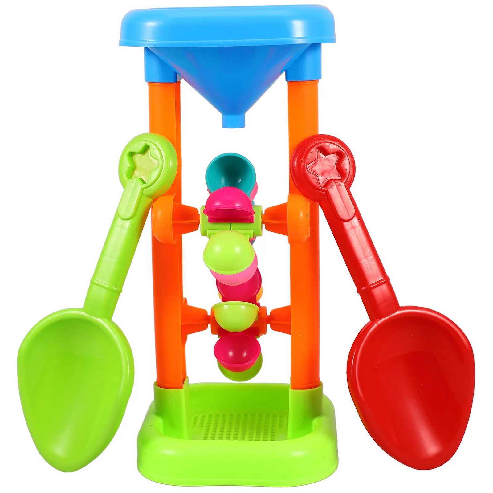 1Set Kids Beach Sand and Water Wheel Playset Hourglass Design Lightweight Easy Grip Promotes Creativity Color Recognition Fun