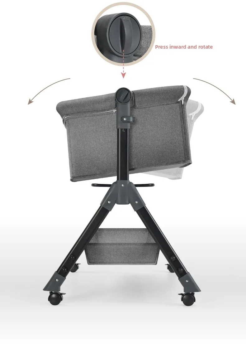 Multifunctioneel babybedje: schommelwieg, antireflux slaapbank en afneembaar zijspan, met universele wielen, verpleegtafel