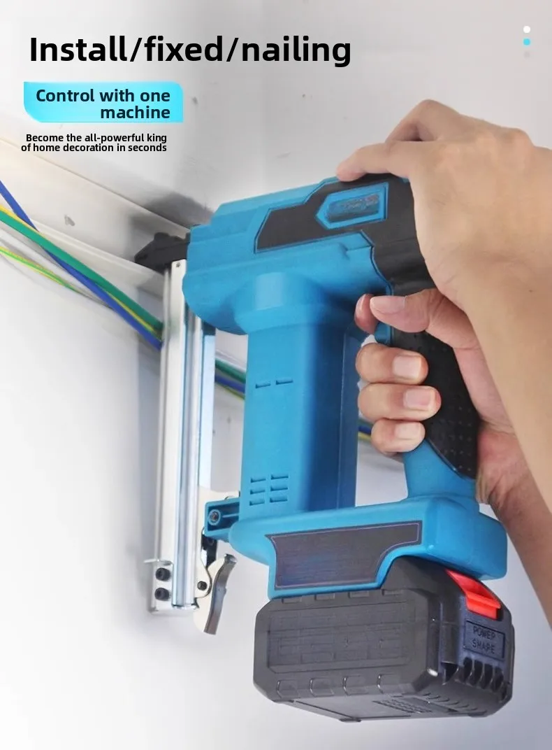 Elektrische Nagelpistole für den Haushalt, wiederaufladbar, Lithium-Batterie, Stahlwand, Kanäle, Tür, Gas, Nagelpistole