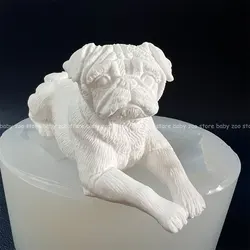 Pug Silicone Mold Pet Dog Plaster Souvenir Mold Seated Pug Epoxy Resin Animals Mold Puppy