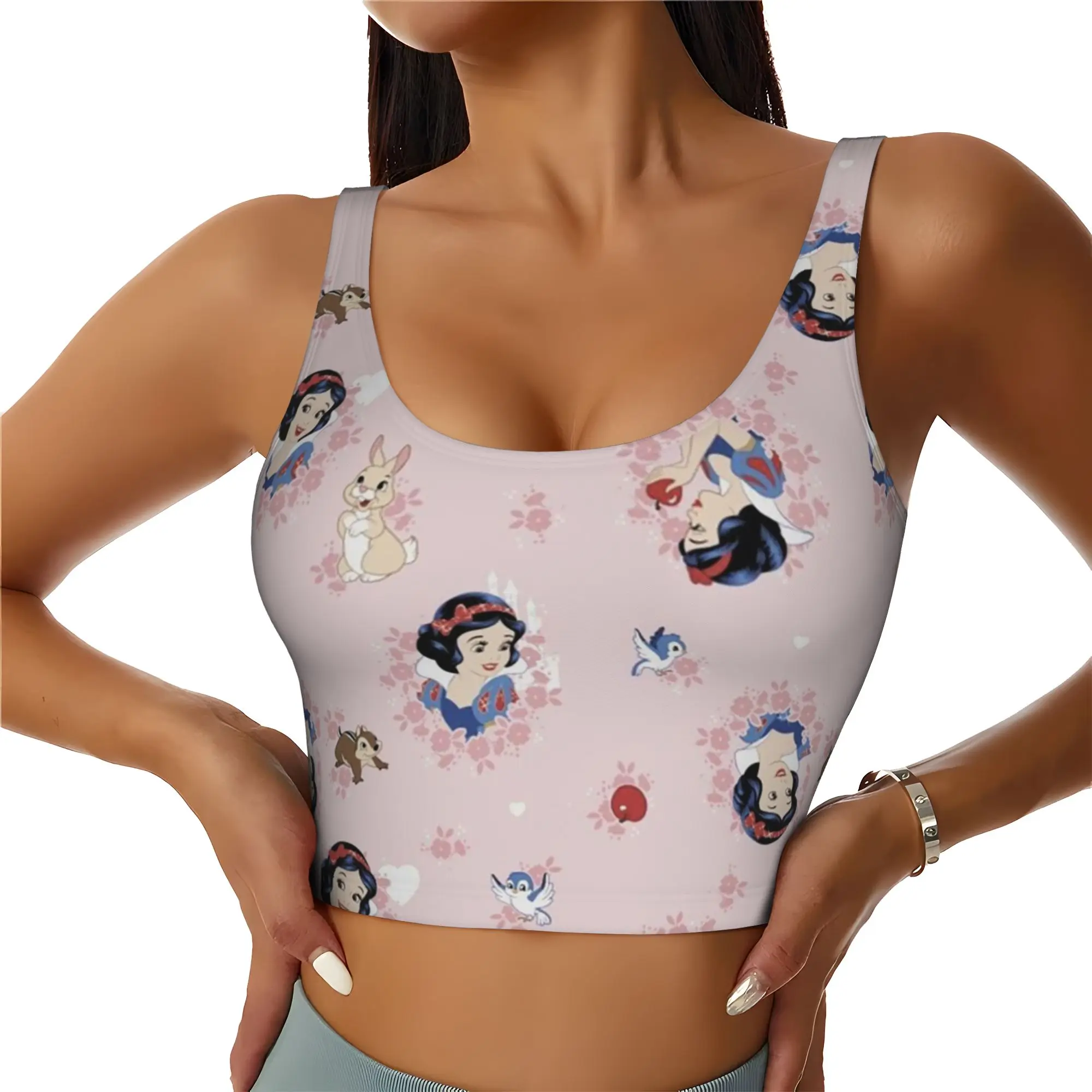 Custom Women's Seven Dwarfs Sports Bra Anime Manga High Impact Gym Workout Yoga Crop Tank Tops