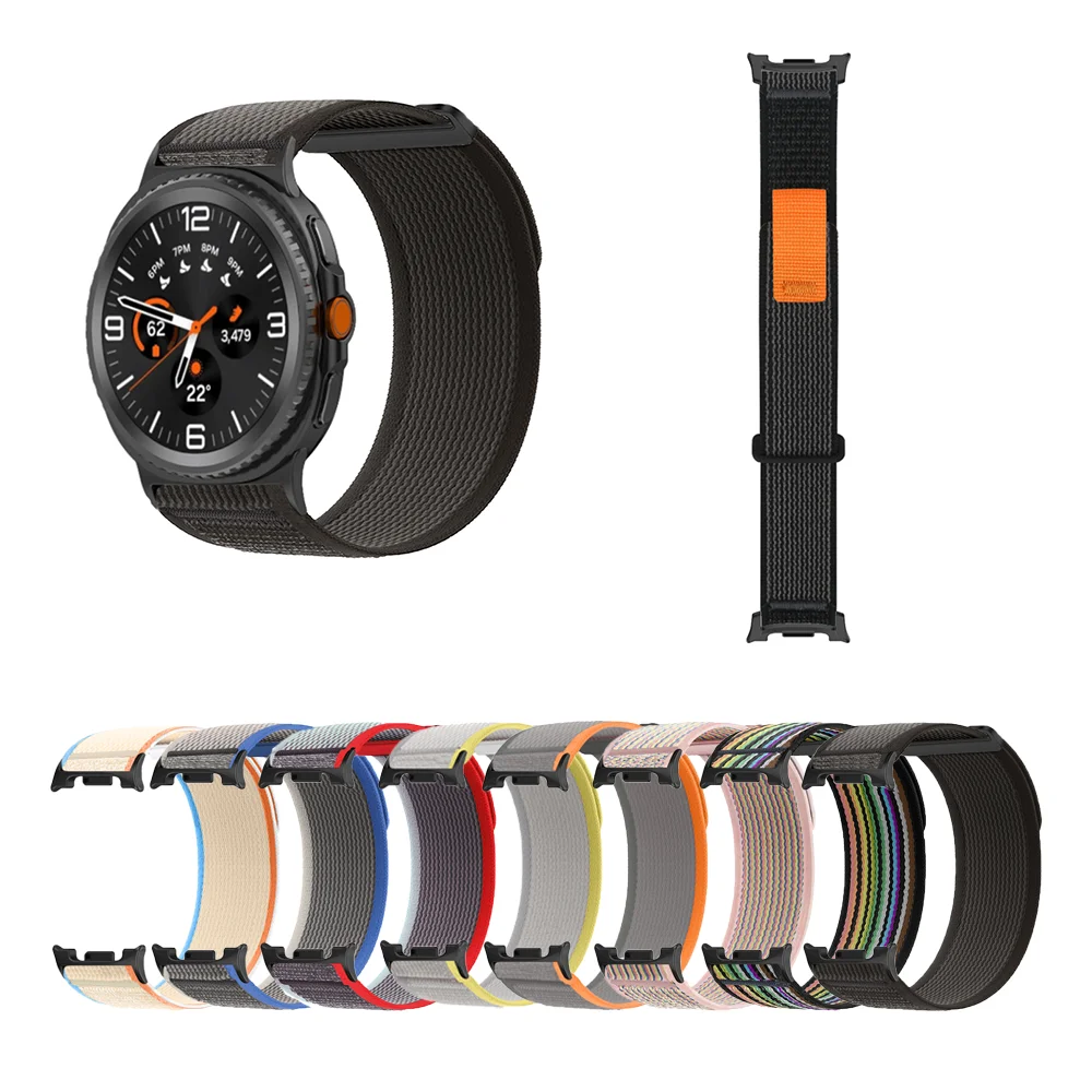 حزام حلقة منسوج لساعة سامسونج جالاكسي 8 / الترا 2، سوار حلقة رياضي مكون من قطعتين بقطر بري