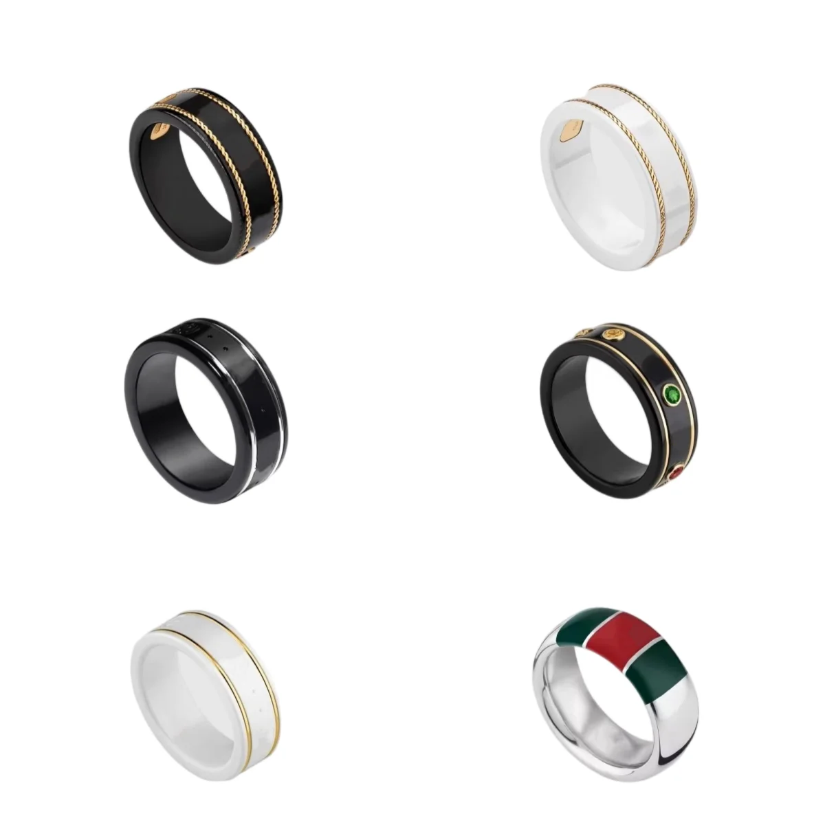 

Новая коллекция 2026: Модное серебряное украшение из чистого серебра S925, кольцо с двойной G и керамическими элементами, для повседневного использования