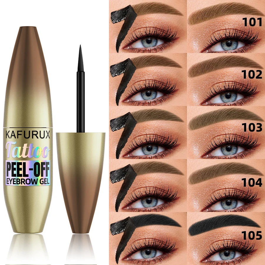 Tatouage imperméable pour sourcils, 5 couleurs, teinte pelable avec pochoirs, teinte semi-permanente pour sourcils, facile à appliquer, maquillage pour les yeux, longue durée