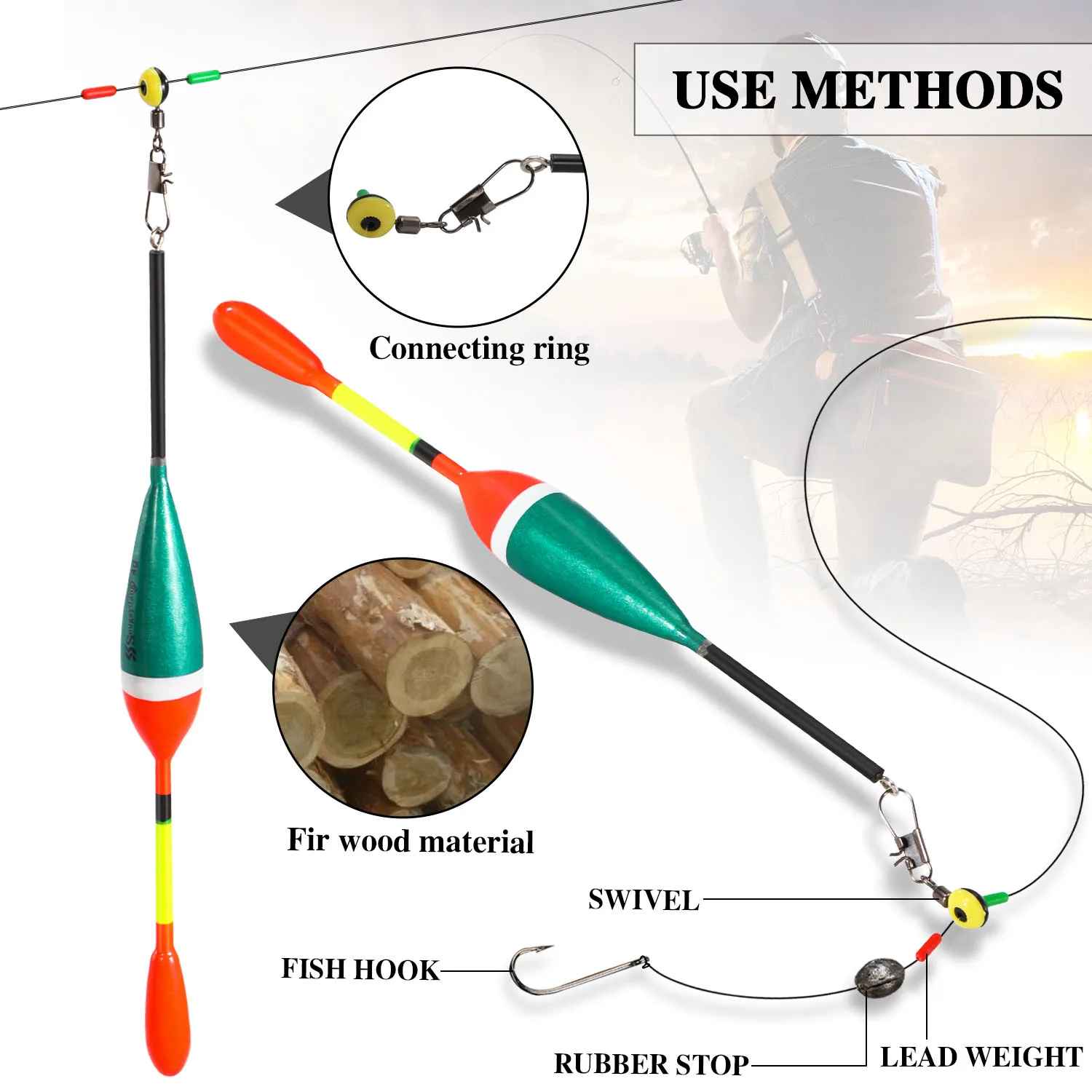 Sougayilang Fishing Float Set 10pc Chinese Hook Buoy Professional Vertical Buoy Accessories Multi Function Lure Float Pesca image 4