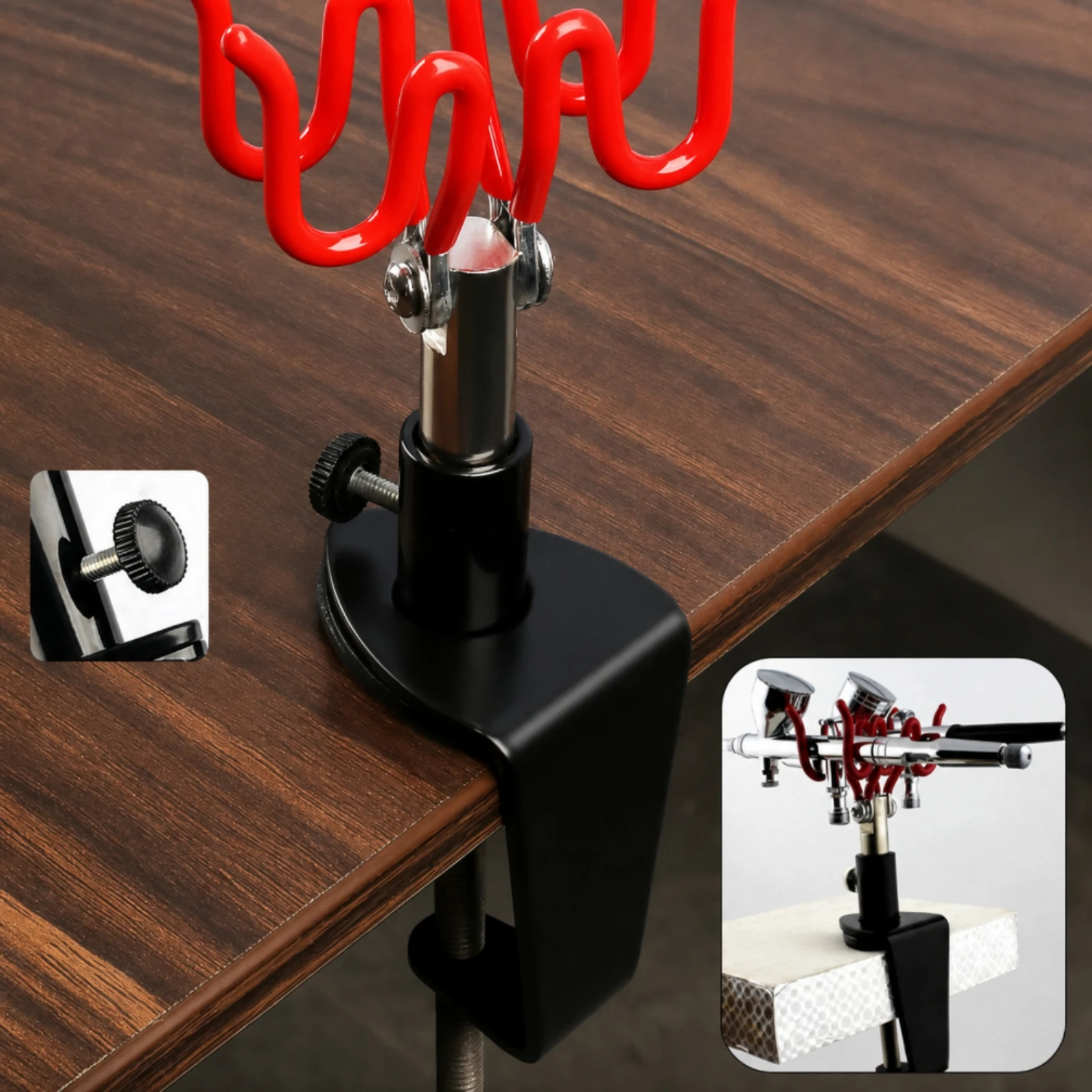 Clamp-on Airbrush Holder Space-Saving Airbrush Holder with Desk Clamp Adjustable Heavy-Duty for Hobbyists, Workbench, Studio