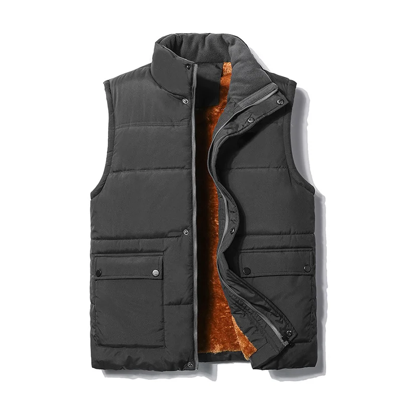 

New Men Winter Vest Coat Thick Casual Sleeveless Men's Jacket WaistCoat 2023 Mens Fashion Fleece Warm Cotton-Padded Vests 5XL