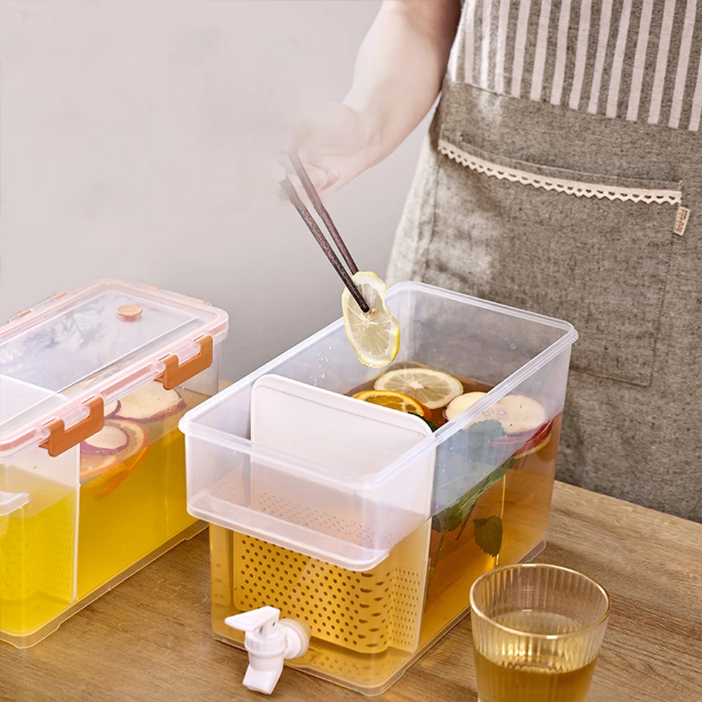 3.5/6L Fridge Drink Dispenser with Spigot Lemonade Tea Water Kettle Leakproof Summer Water Dispenser for Home Kitchen