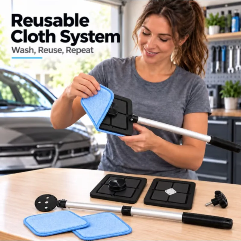 Portable Car Glass Cleaner - Mini Window Cleaning Mop Set, Handheld Auto Windshield Wiper for Home & Vehicle Use
