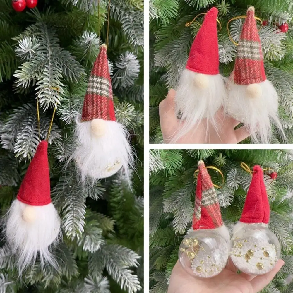 Holiday Gnome Decorations White Fur Beard Ornaments Festive Christmas Tree Decorations Plush Gnome Santa Faceless for Holiday