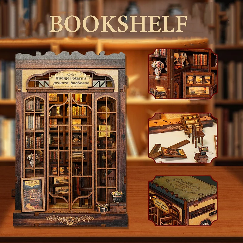 

Новый деревянный кукольный домик, книжная полка, миниатюрная с комплектом мебели, книжный уголок, сделай сам, сборная модель игрушки для детей и взрослых, Рождественский подарок Casa