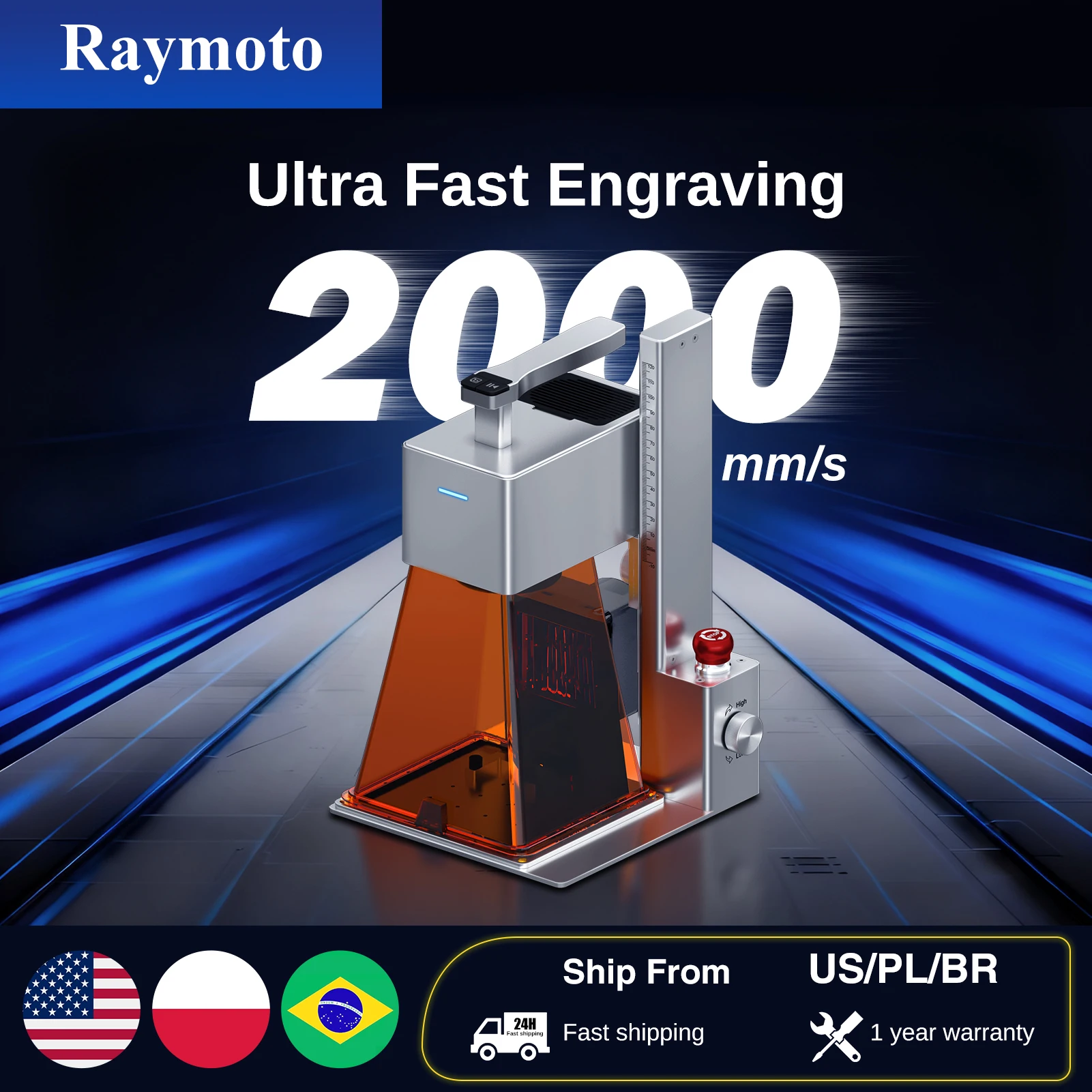 

Raymoto R1 Portable 10W 20W Laser Engraver Compact DIY Easy to Use Fast Engraving Speed Laser Engraving Machine