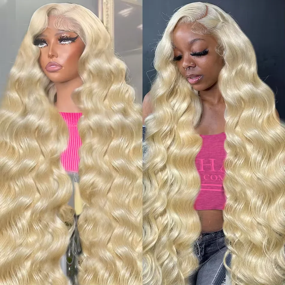 13x4 13x6 Blonde Body Wave Lace Front Wig Human Hair 613 Colored 200% HD Transparent Lace Frontal Wigs For Women Pre Plucked