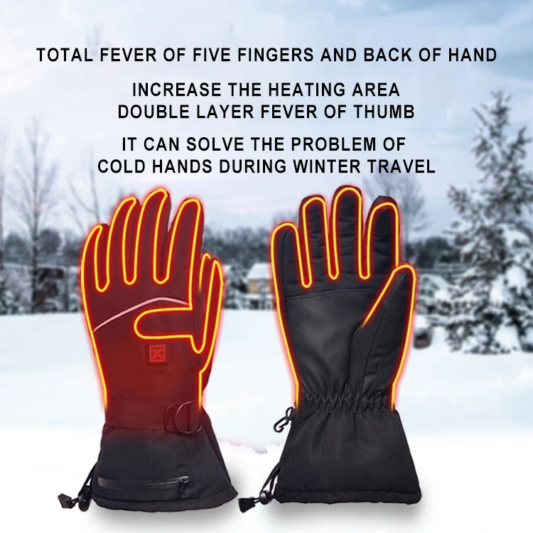 قفازات ساخنة قابلة لإعادة الشحن للرجال والنساء لسباق الدراجات والرياضات الشتوية والتزلج - للأنشطة الخارجية مثل التزلج على الصيد