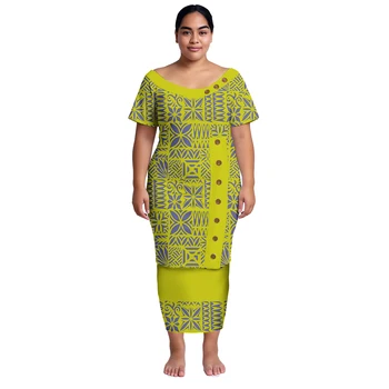 Robes pour femmes grande taille Samoan Puletasi 2 pièces ens...