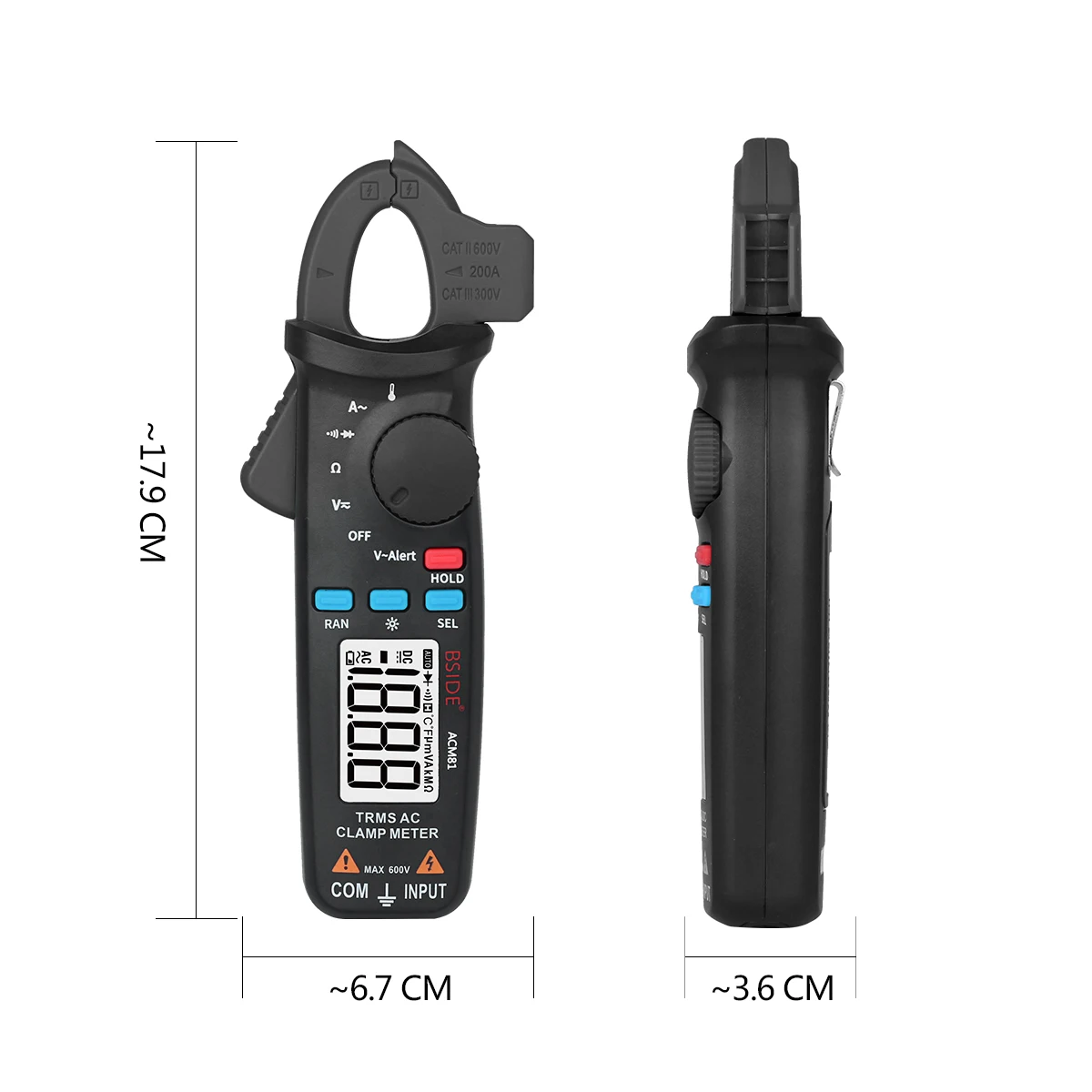 BSIDE ACM91 or ACM81 Mini Trms AC/DC Clamp Meter Low Impedance Low Current Available Auto Repair Clamp Type Multimeter