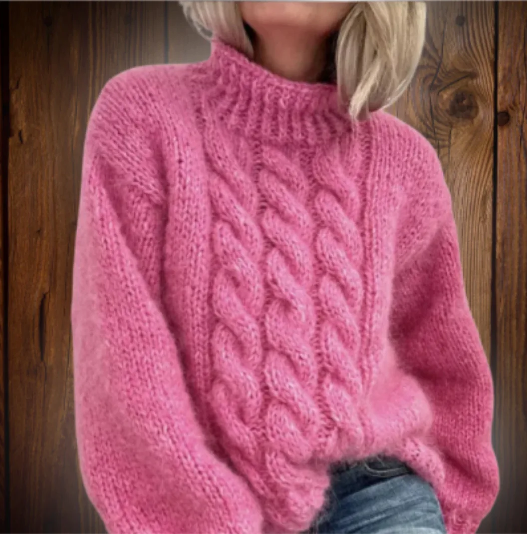 خريف شتاء جديد عالية الرقبة محبوك سترة المرأة موضة سميكة إبرة التطريز الأعلى ل eBay الأمازون النمط الأوروبي