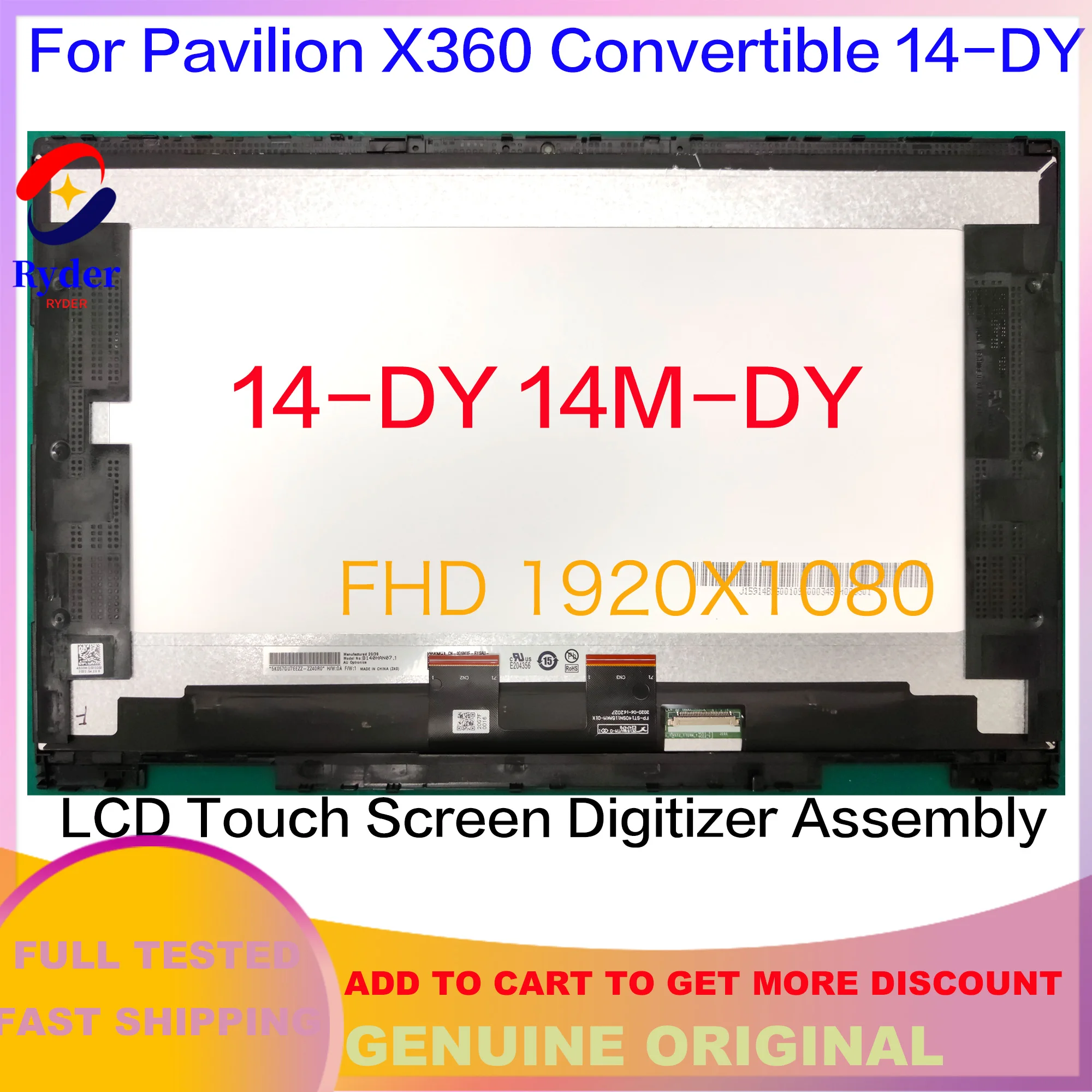 14.0 "แล็ปท็อปสำหรับ HP Pavilion X360รถ14-DY 14-dy0007 14-dy0018TU TPN-W148 14m-by LCD Touch Screen Digitizer Assembly