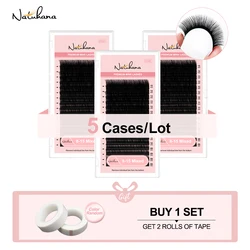 NATUHANA Faux Mink False Eyelashes 5 Trays/Lot 16 Rows 8-15mm Mixed Matte Soft Natural Lash Extensions for Daily Makeup