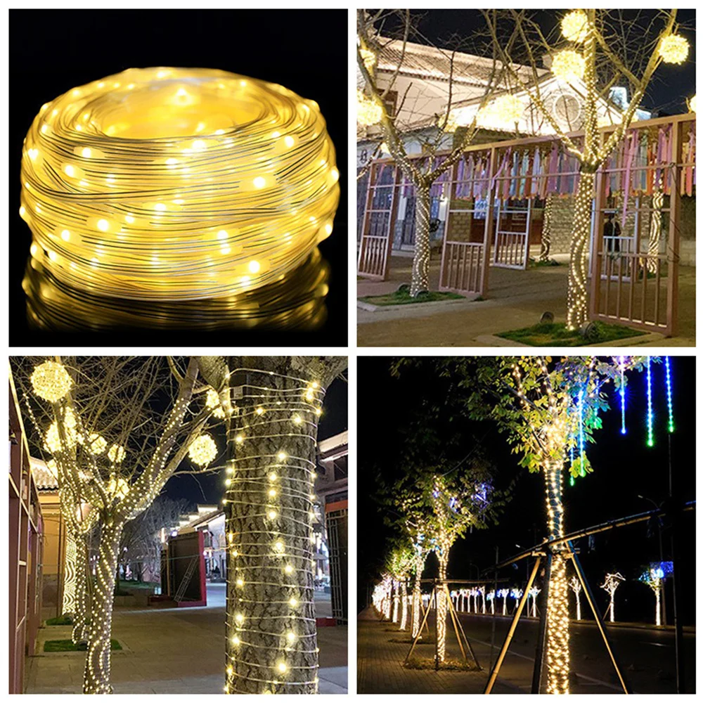 الجلود LED الشمسية و USB تهمة سلسلة أضواء الجنية 20M أضواء عيد الميلاد للماء في الهواء الطلق جارلاند عالية الطاقة #3