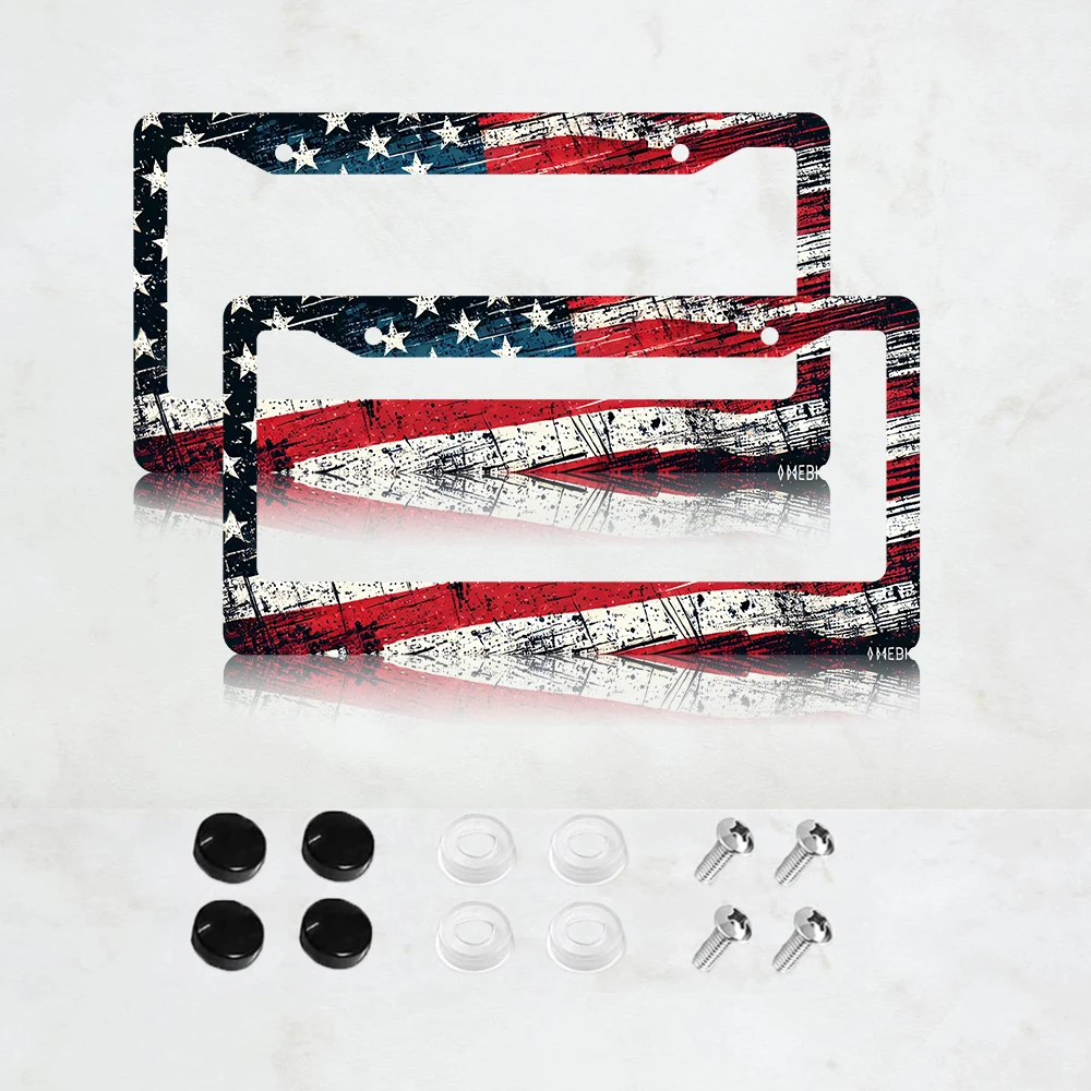 

2PC In God We Trust License Plate Frame Cross American Flag Aluminum License Plate Frame - 6 x 12 Inch US Standard Size