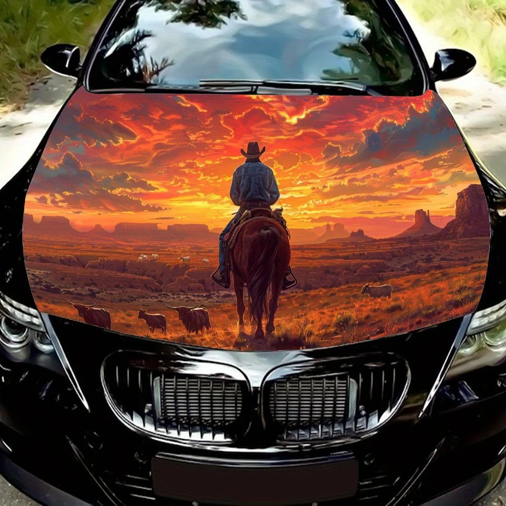

Виниловые обертывания для автомобиля Western Afterglow из ПВХ, самоклеящаяся водонепроницаемая наклейка на капот автомобиля, защитные наклейки для украшения автомобиля для T