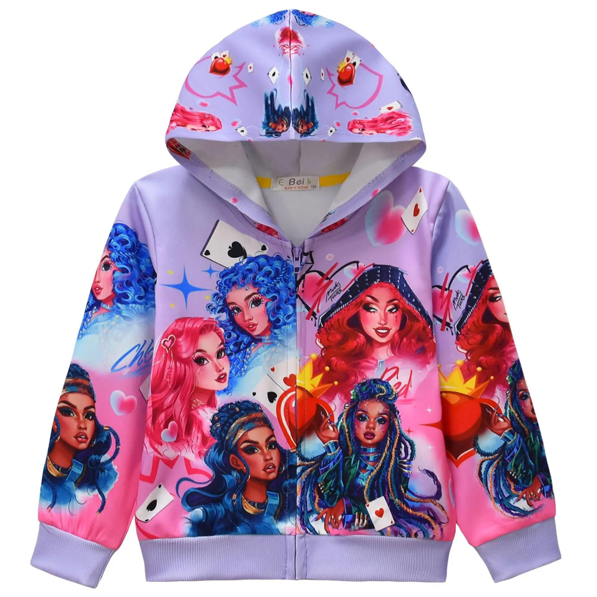 Nowa jesienna czerwona kosztowa dziecięca bluza z długim rękawem Rise of Red Fashion Print Pullover Girls Red Cost D-Descendants Odzież dziecięca