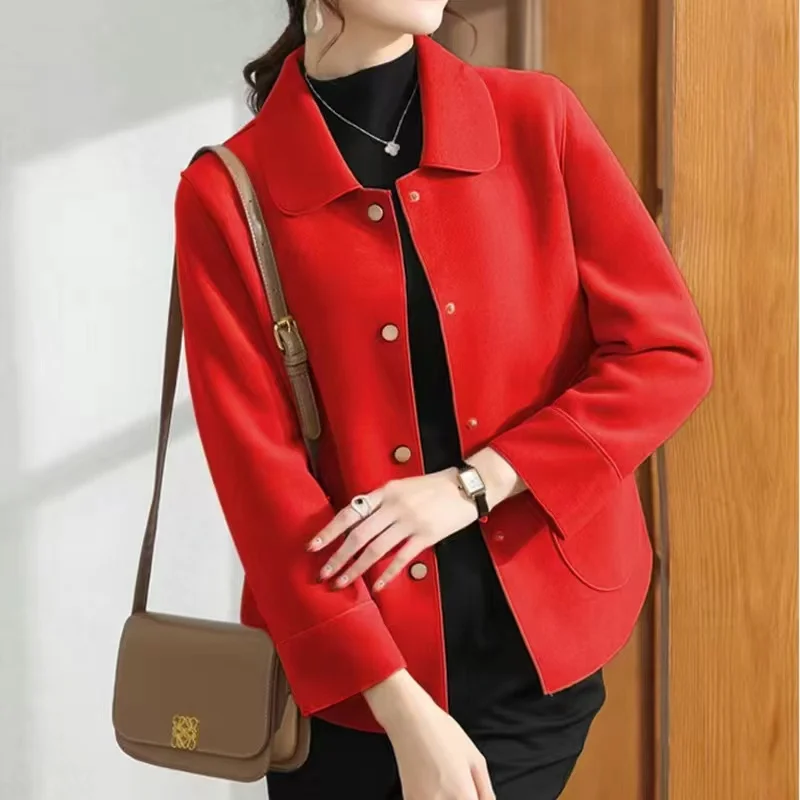 Double-Sided Woolen Coat Women2024Spring Autumn New Wool Jacket Short Little Outwear High Quality Korean Outcoat Slim Top Female