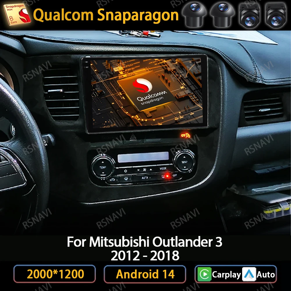 

Android 14 Wireless CarPlay Auto For Mitsubishi Outlander 3 GF0W GG0W 2012 - 2018 Car Radio Multimedia Video Player 4G GPS NAVI