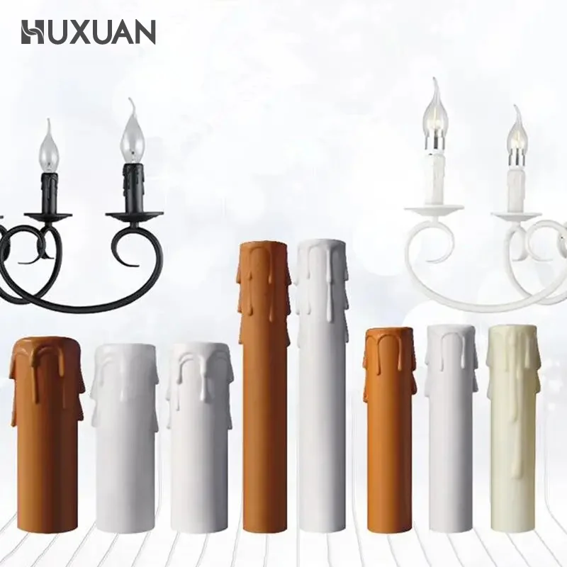 10pcs Candle Light Socket Covers E14 Candle Covers Sleeves Flame Retardant Vintage Style for Hotel Dining Room for Chandelier