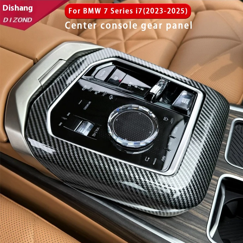 

For BMW 7 Series i7 2023-2025 ABS Carbon Fiber Car Central Control Gear Panel Cover Interior Kit Trim Stickers Car Accessories