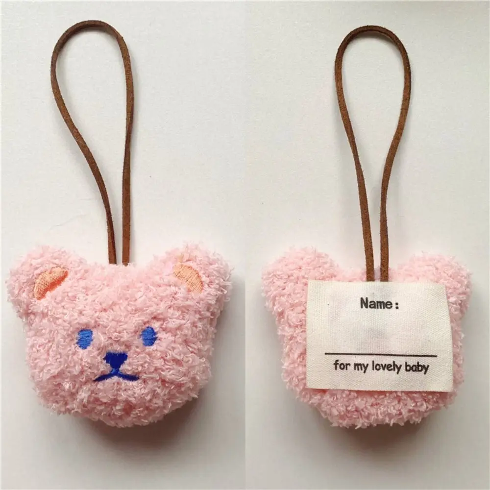 Plush Bear Pendant Stuffed Dolls with Name Sticker Bag Pendant Hanging Ornament Cartoon Children's Name Tag Keyrings