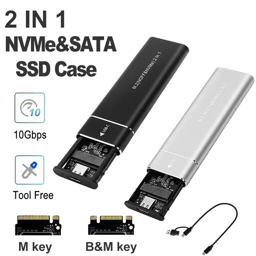 Carcasa M2 SSD protocolo Dual M.2 NVME SATA carcasa externa M.2 a USB3.1 tipo C adaptador SSD para NVME PCIE NGFF SATA SSD caja de disco