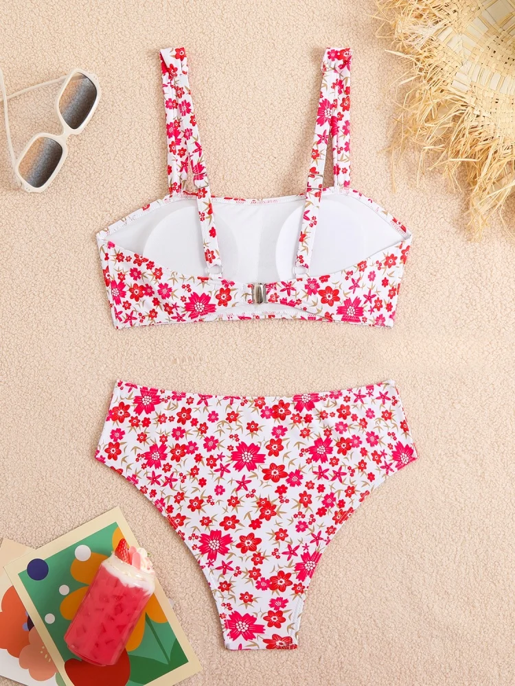 Bikini Women Swimsuit 2025 New Sunflower Sling Bikinis Set Sexy High Waist Swimwear Summer Two Piece Beach Bathing Suit Female