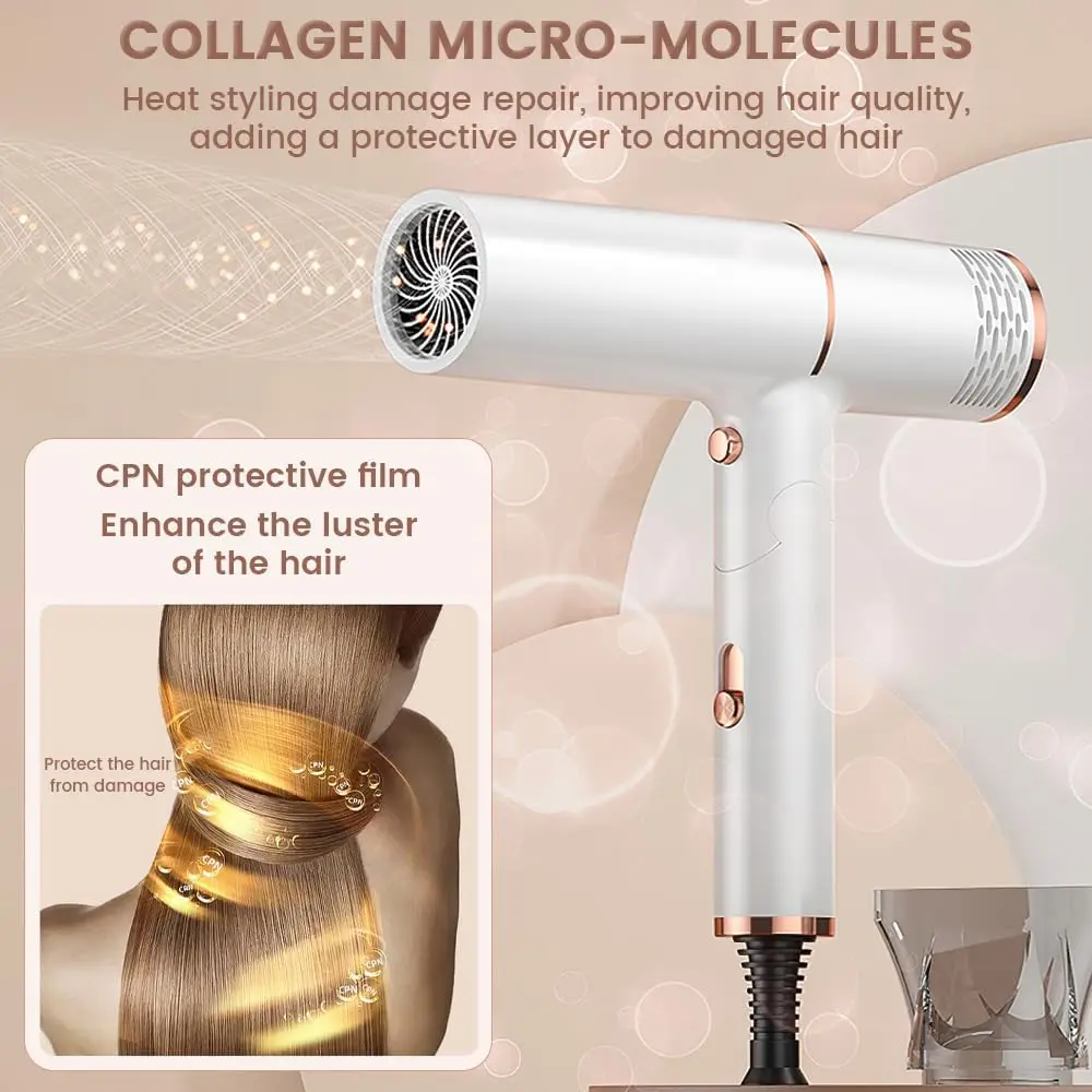 2026 New Upgrade Plasma Ion Hair Dryer With Diffuser For Curly And Straight Hair,UL Listed Certified Fast Drying Blow Dryer With