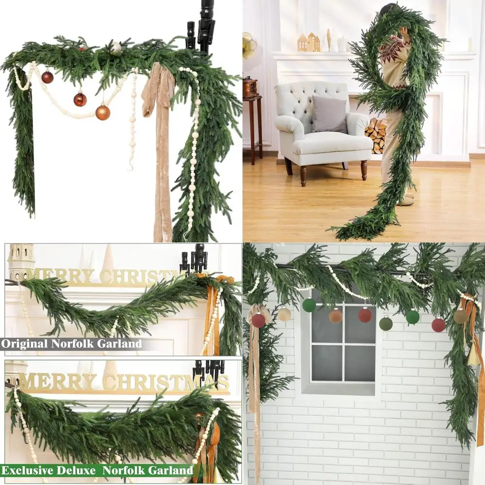 

Realistic 12-Foot Deluxe Norfolk Pine Garland for Christmas, Wedding, and Indoor/Outdoor Decor