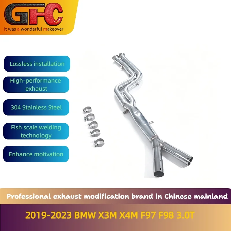 Applicable to the 2019-2023 BMW X3M X4M F97 F98 3.0T Mid Section SUS304 Straight-through Catback Sports Exhaust System
