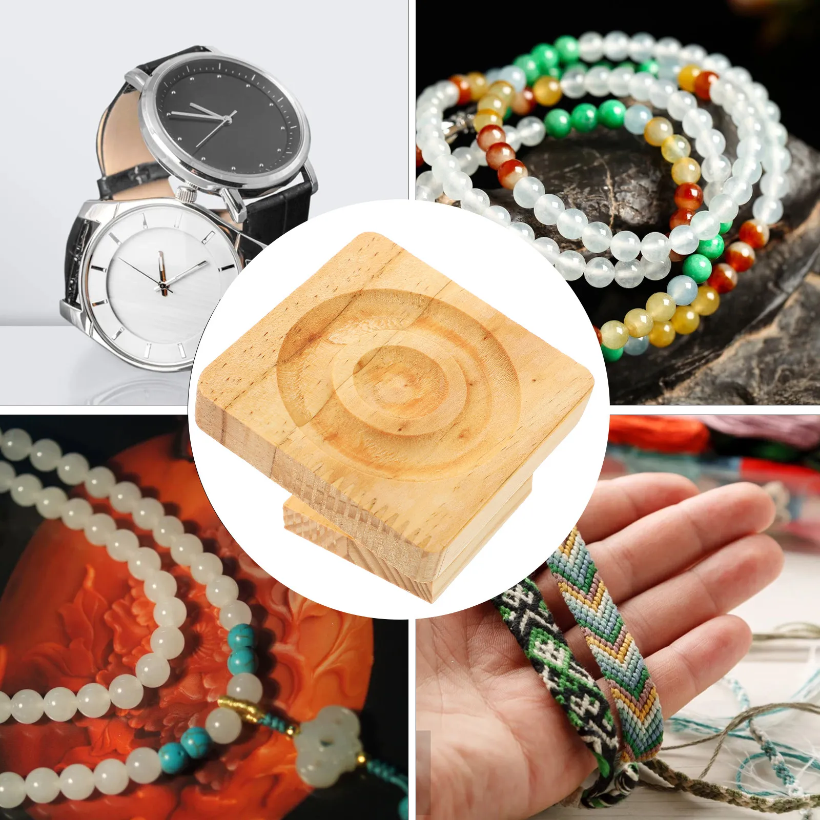 

Wooden Bracelet Display Stand Compact Lightweight Smooth Surface for Bracelets Bangle Jewelry Storage Desktop Decor Photo Prop