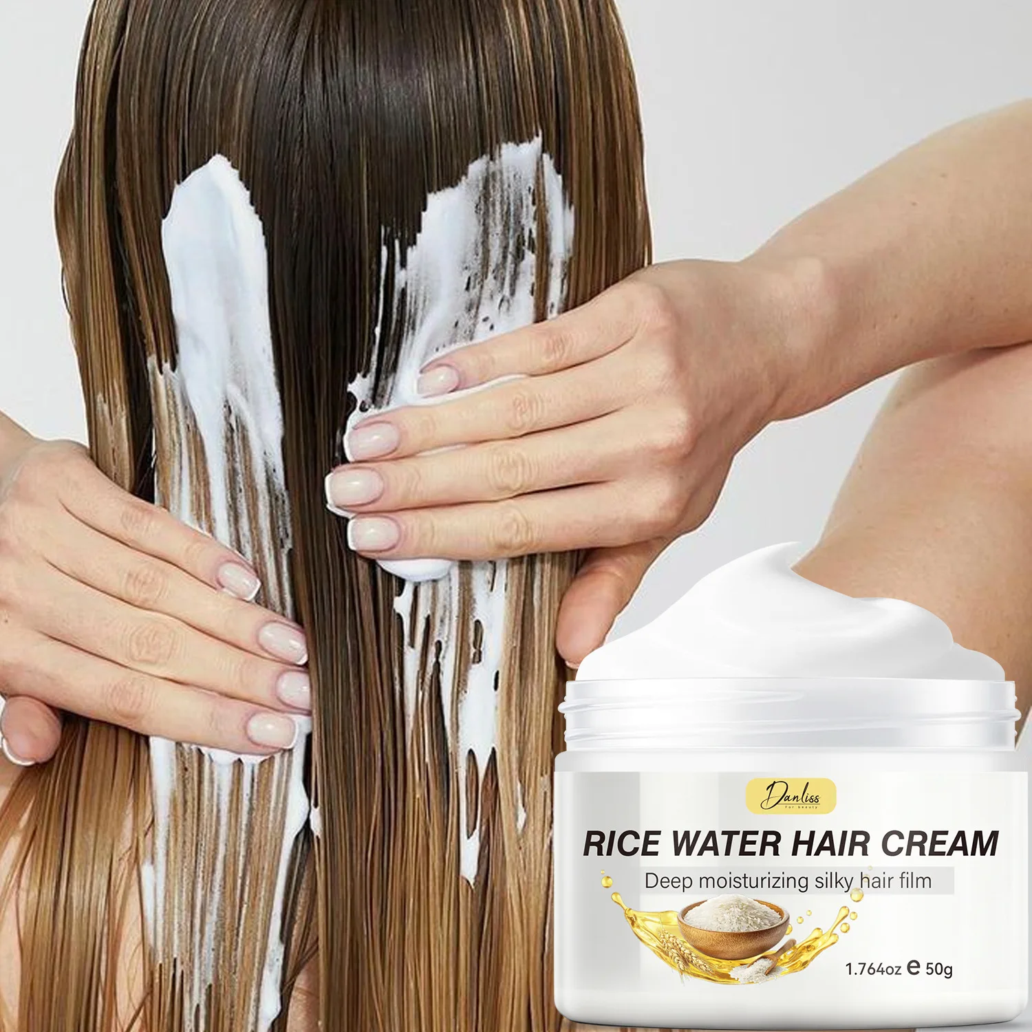 Rice Water Hair Cream 50g - Deep Moisturizing Silky Hair Film - with Rice Extract, Thuja Orientalis Leaf & Grape Fruit Extract.