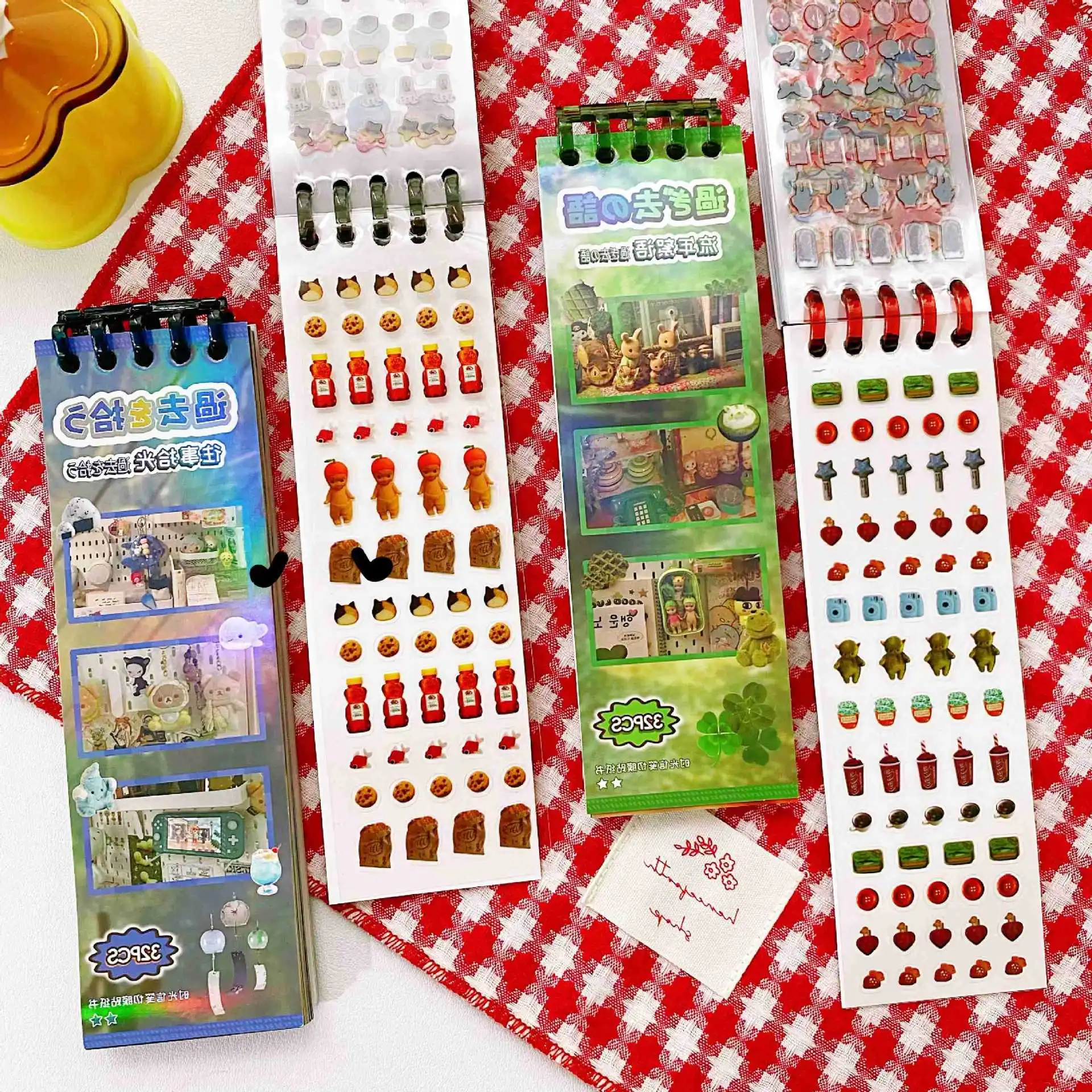 

32page Ins Style Cutting Film Sticker Book Leisure Time Letter Material Notebook DIY Decorative Card Decor Collage Sticker