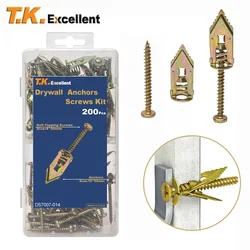 Self Drilling Drywall Anchors with Screws Kit, Zinc Plated Steel Wall Anchors and Self Tapping Screws Heavy Duty