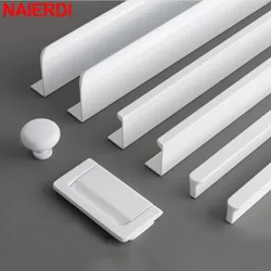 NAIERDI White Long Cabinet Handles Aluminum Alloy 800-1200mm Hidden Furniture Handle Drawer Knobs Cupboard Pulls