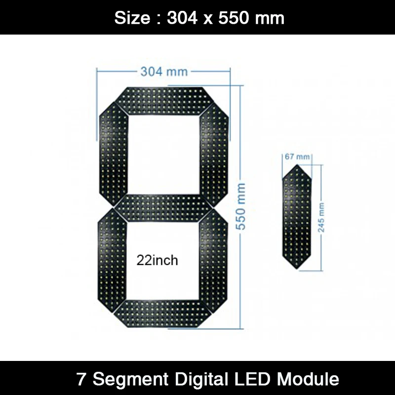 2Pcs/Lot Waterproof Number LED 7 Segment Module 22 inch for Digits