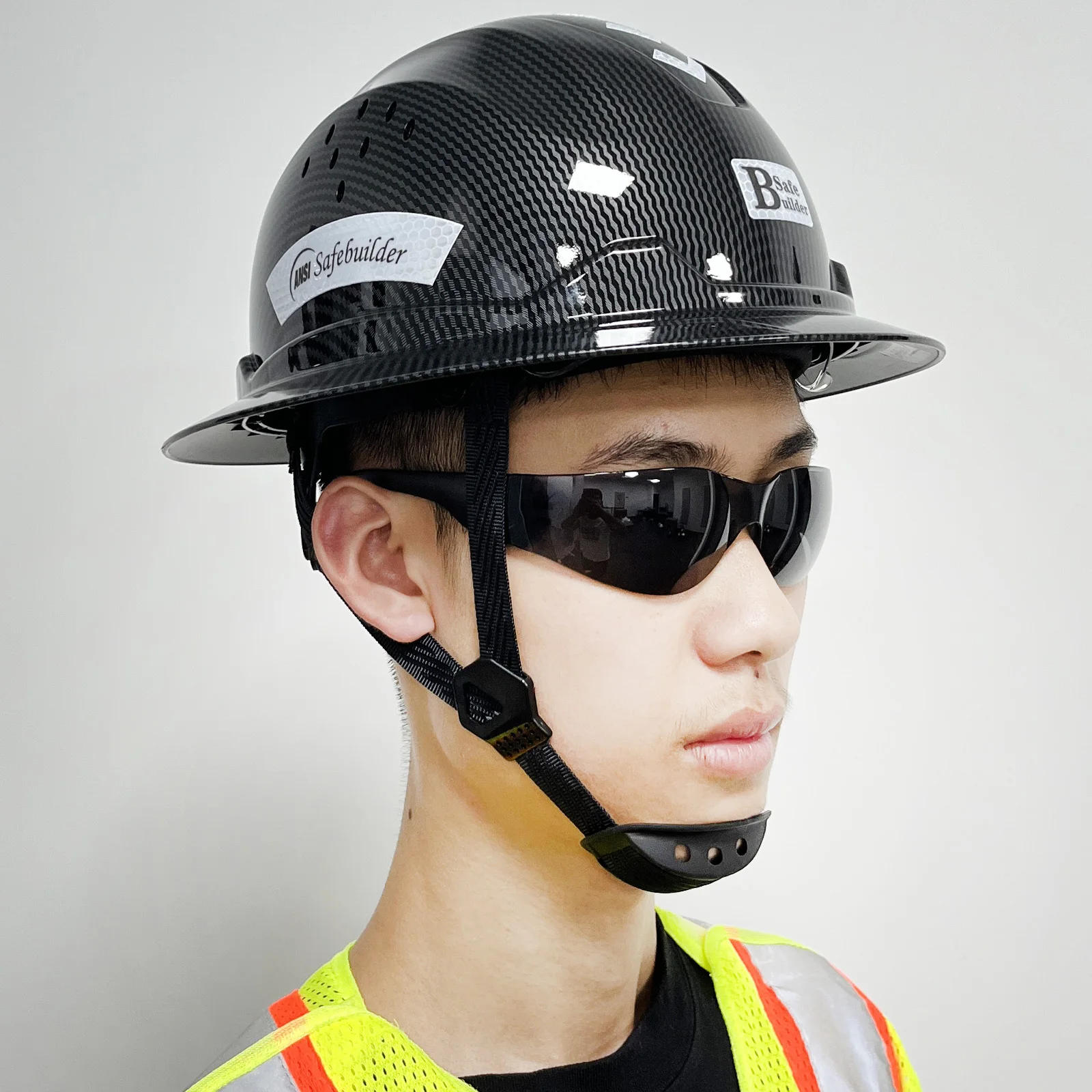 New Full Birm Hard Hat For Engineer Carbon Design Safety Helmet Reflective ANSI Z89.1 Vented Work Caps Industrial & Construction