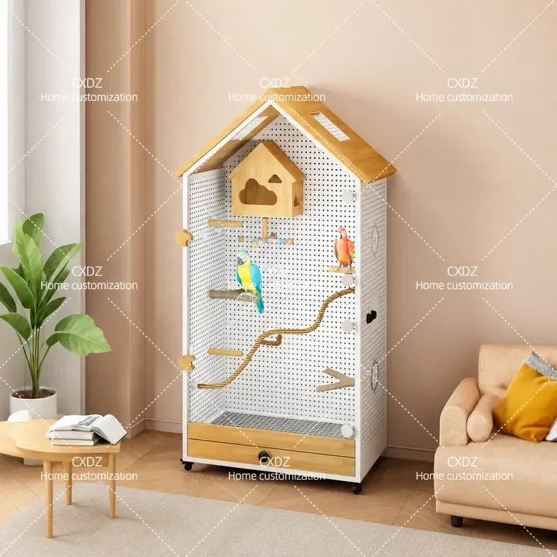 Bird Cage Villa House Cave Board Parrot Pet Habitat Nesting Box